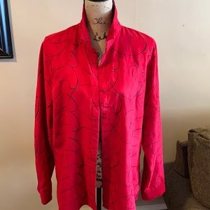 Sag Harbor LARGE Red Button Down Blouse EUC